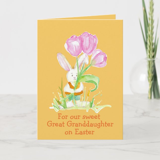 Happy Oaster Great Enkeltochter Rabbit Tulips Karte (Vorderseite)