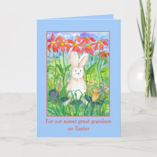 Happy Oaster Great Grandson Rabbit Schnecke Maus Karte (Vorderseite)