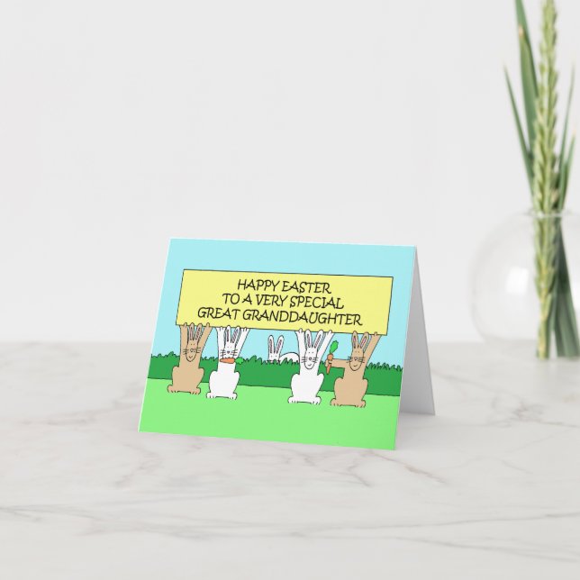 Happy Oaster Great Grandtochter Cartoon Bunnies Karte (Vorderseite)