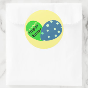 Happy Oaster Green Blue Oaster Eggs Runder Aufkleber