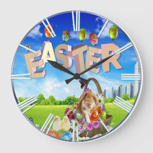 Happy Oaster Große Wanduhr