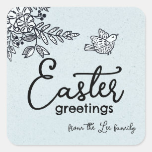 Happy Oaster Gruß Personalisiert Springtime Squ Quadratischer Aufkleber