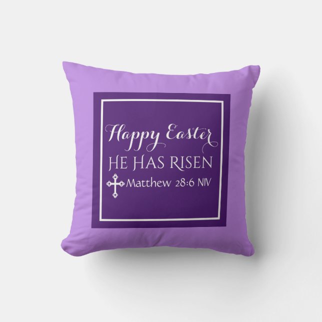 Happy Oaster hat er Bibel Verse Lila Kissen (Vorderseite)