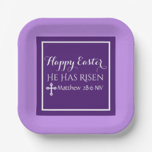 Happy Oaster hat er Bibel Verse Lila Pappteller