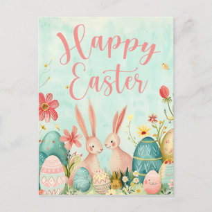Happy Oaster Hellgrün Aquarell anpassbar Postkarte