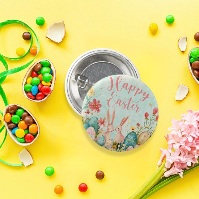 Happy Oaster Hellgrün Aquarell Button (Happy Easter light green watercolor 3 Cm Round Badge)