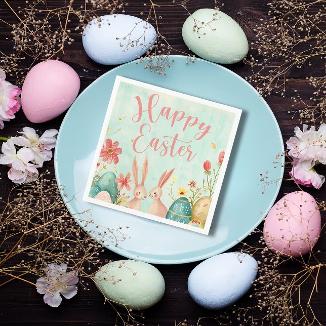 Happy Oaster Hellgrün Aquarell Serviette (Happy Easter light green watercolor Napkin)