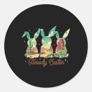 Happy Oaster Howdy Ostereier Bunny Rabbit Cowgirl Runder Aufkleber