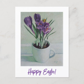 Happy Oaster hübsche lila Crocus Feine Kunst Postkarte