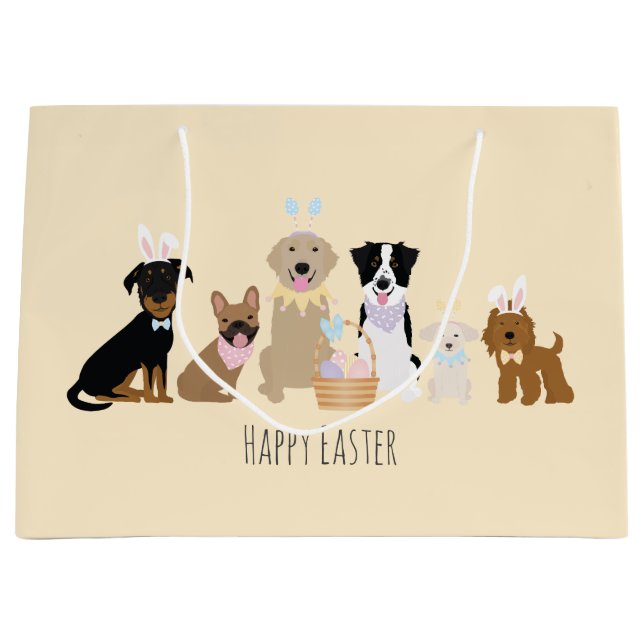 Happy Oaster Hunde Große Geschenktüte (Vorderseite)