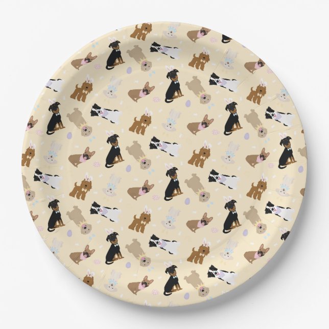Happy Oaster Hunde Pappteller (Vorderseite)