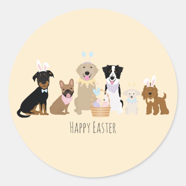 Happy Oaster Hunde Runder Aufkleber (Vorderseite)