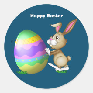 Happy Oaster Hunny und farbiges Ei Runder Aufkleber