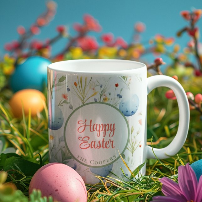 Happy Oaster | INDIVIDUELLE NAME | Floral Kaffeetasse (Von Creator hochgeladen)