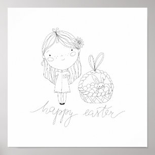 Happy Oaster Ink Zeichnend Poster