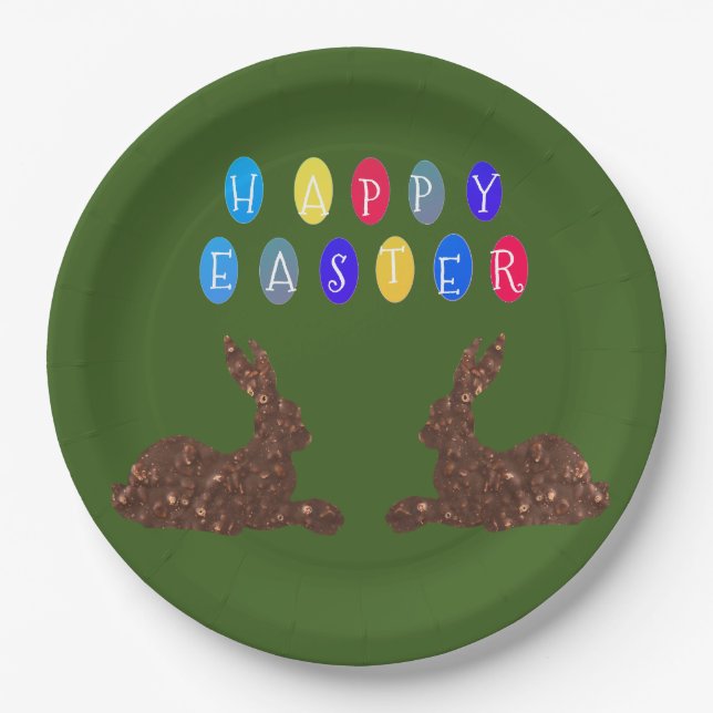Happy Oaster, Kaninchen Custom Paper Teller 9 in (Vorderseite)