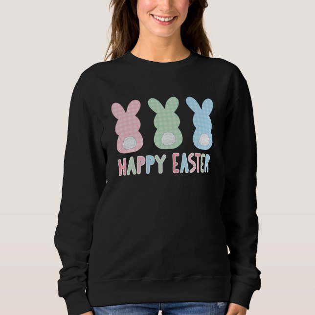 Happy Oaster Kariert Bunny Multicolor Osterhase Sweatshirt (Vorderseite)