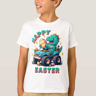 Happy Oaster Kawaii Baby Dinosaur Monster Truck T-Shirt