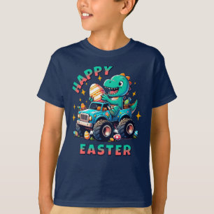Happy Oaster Kawaii Baby Dinosaur Monster Truck T-Shirt