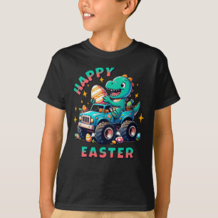 Happy Oaster Kawaii Baby Dinosaur Monster Truck T-Shirt