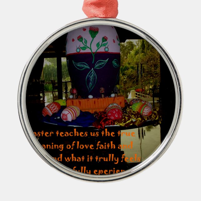 Happy Oaster Liebe Glaube und Hoffnung Wünsche Silbernes Ornament (Vorne)