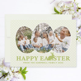 Happy Oaster Light Green Rabbit FotoCollage Feiertagskarte