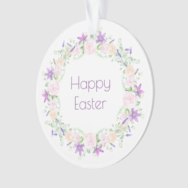 Happy Oaster Lila und weiße Blume Ornament (Vorderseite)