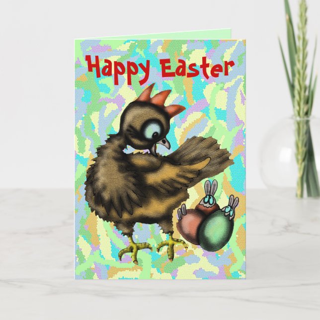 Happy Oaster lustige Cick and Bbunnies Karte (Vorderseite)