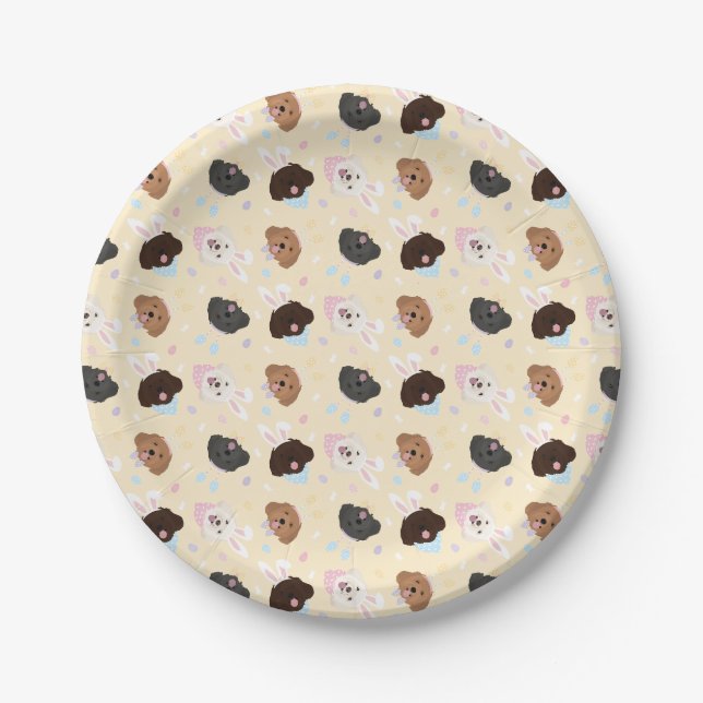 Happy Oaster Maltipoo Hunde Pappteller (Vorderseite)