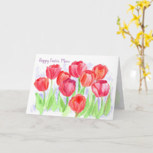 Happy Oaster Mama Red Tulip Blume Karte