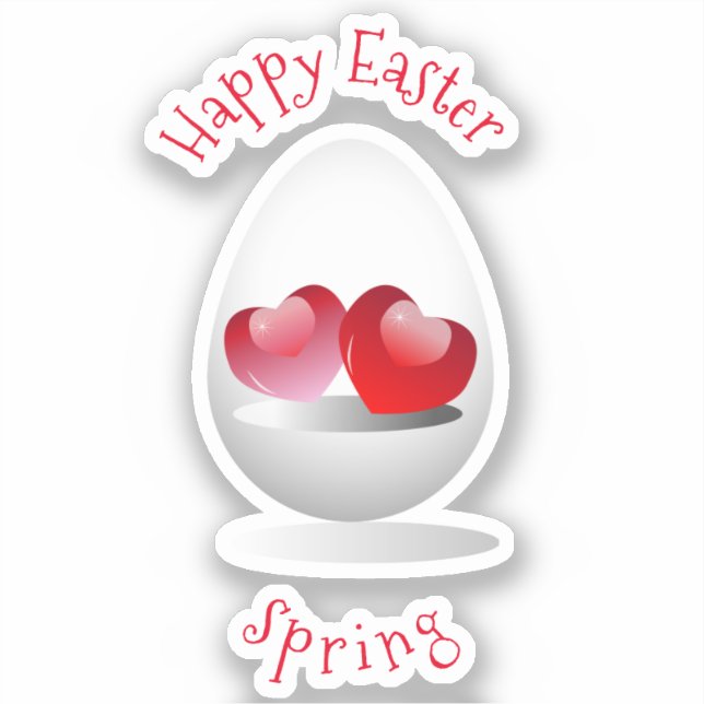 Happy Oaster Minimalistisch Niedlich Hearts Cartoo Aufkleber (Vorderseite)