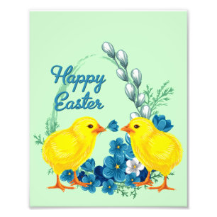 Happy Oaster mit Baby Chicks Fotodruck