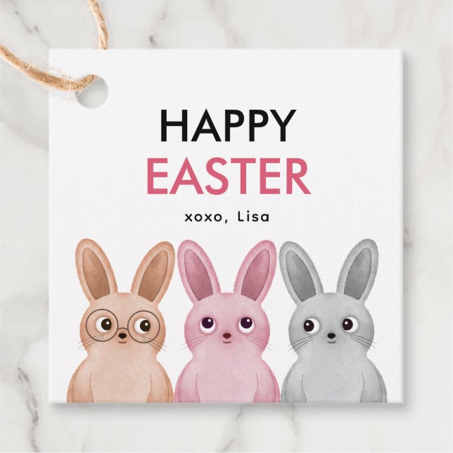 Happy Oaster mit drei bezaubernden Babys Geschenkanhänger (Vorderseite)