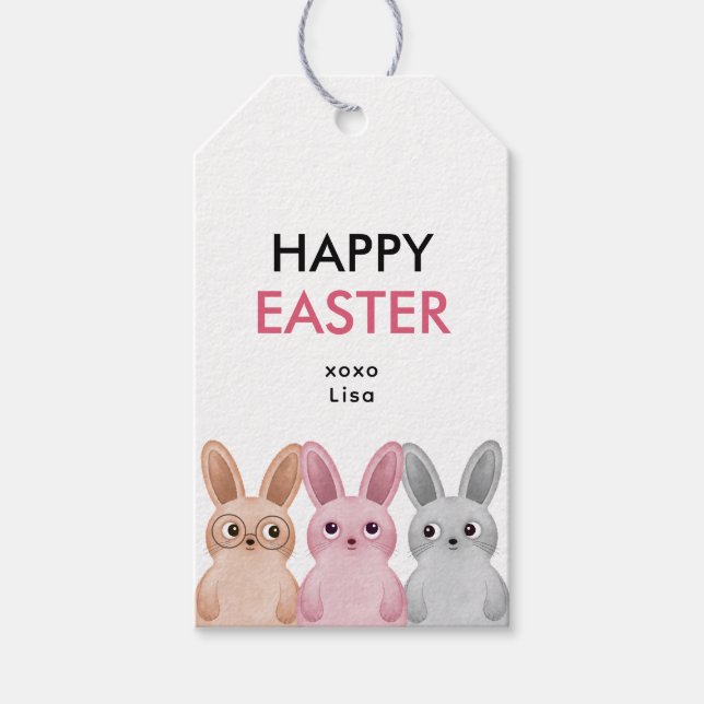 Happy Oaster mit drei bezaubernden Babys Geschenkanhänger (Vorderseite)