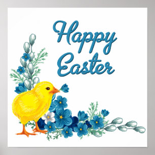 Happy Oaster mit einem Baby Chick Poster