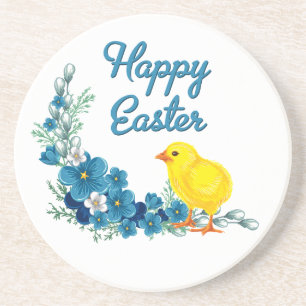 Happy Oaster mit einem Baby Chick Sandstein Untersetzer
