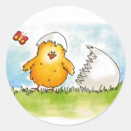 Happy Oaster - Mit Namen personalisieren - Chick j Runder Aufkleber