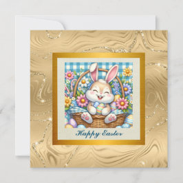 Happy Oaster mit Niedlichem Hasen, Eiern und Blume Einladung