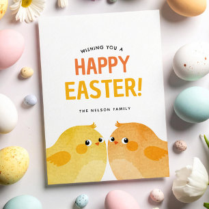 Happy Oaster mit zwei kleinen Hühnern Einladung