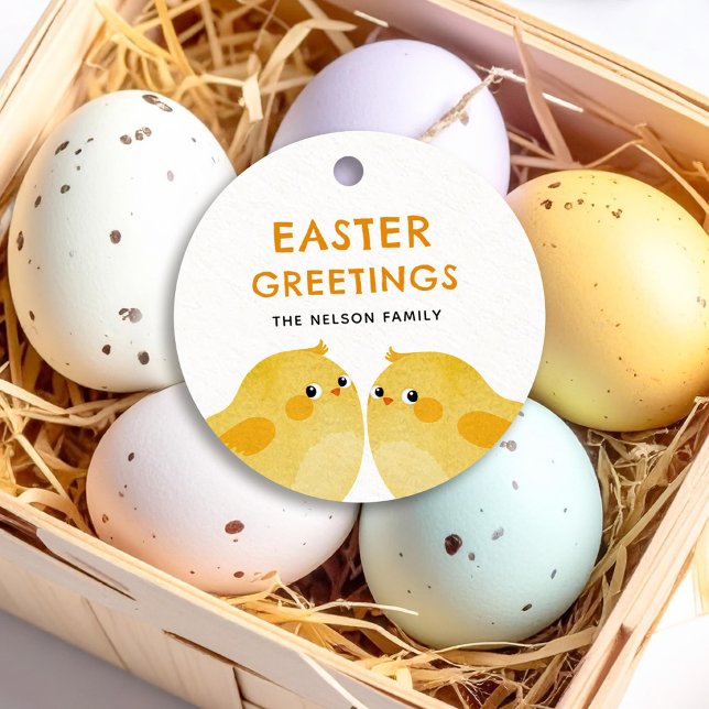 Happy Oaster mit zwei kleinen Hühnern Geschenkanhänger (Von Creator hochgeladen)