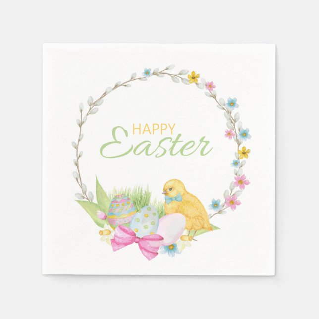 Happy Oaster Modern Chick Eggs Blumenstrauß Serviette (Vorderseite)
