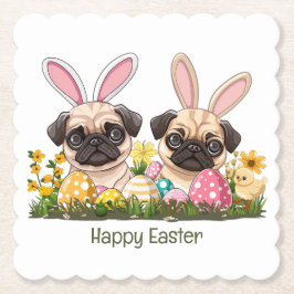 Happy Oaster Mops Hunde Bunny Ears Untersetzer