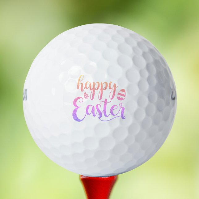 Happy Oaster Multi-farbige Ostereier Typografie Golfball (Von Creator hochgeladen)