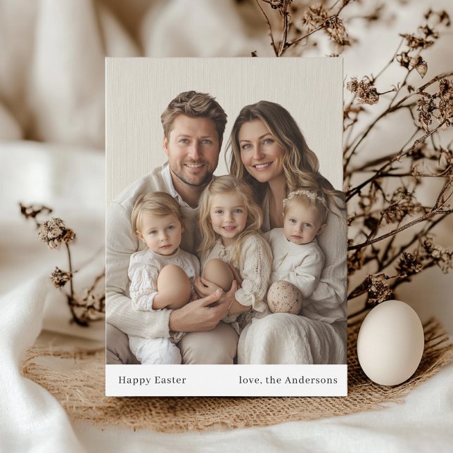 Happy Oaster Neutral Family Foto & Name Einladung (Von Creator hochgeladen)