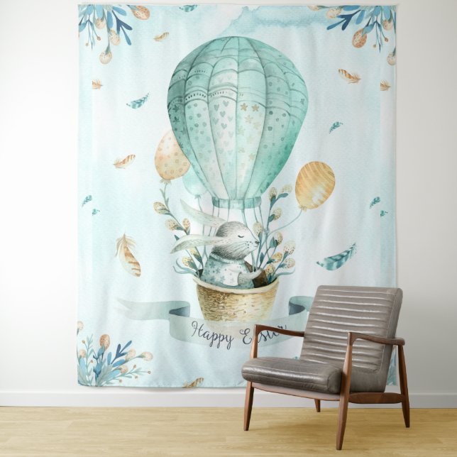 Happy Oaster Niedlich Bunny & Balloons Design Wandteppich (Beispiel)