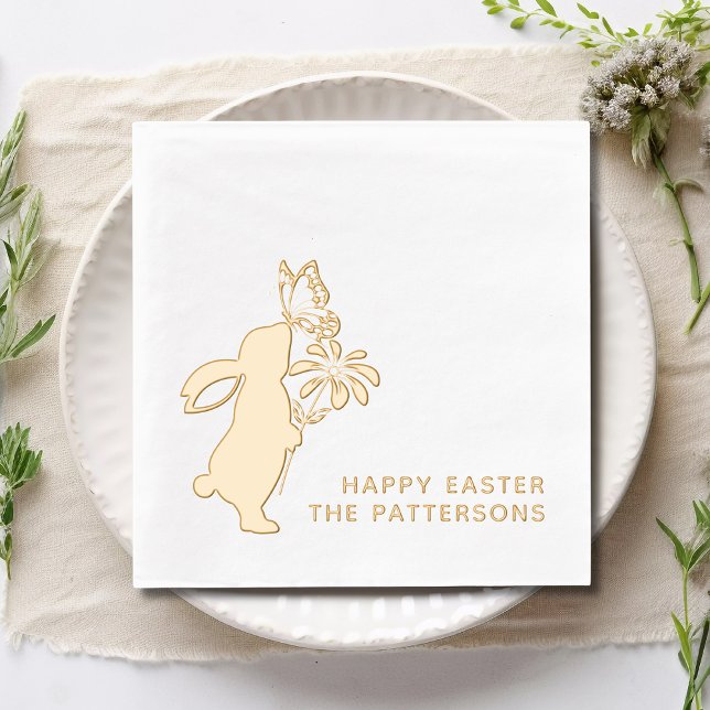 Happy Oaster Niedlich Bunny Butterfly Personalisie Servietten Mit Folie (Von Creator hochgeladen)