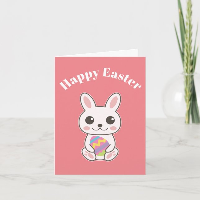Happy Oaster Niedlich Bunny Card Karte (Vorderseite)