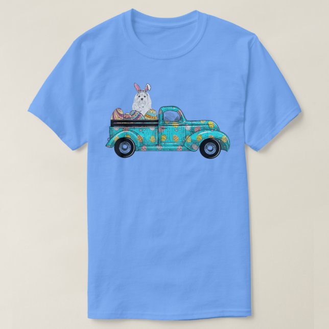 Happy Oaster Niedlich Bunny Dog Maltese Eggs Alter T-Shirt (Design vorne)