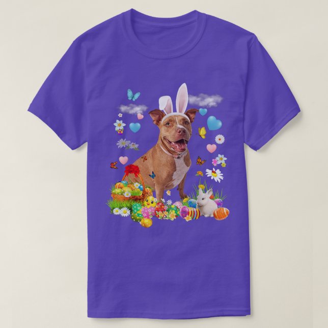 Happy Oaster Niedlich Bunny Dog Pitbull Eggs Baske T-Shirt (Design vorne)