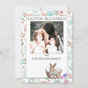 Happy Oaster Niedlich Bunny Floral Foto Postkarte